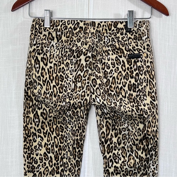 7 For All Mankind Leopard Print Festival Stretch Cigarette Leg Jeans Sz 24 - Picture 8 of 12